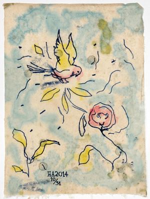 FlowerBird in the Impossible Garden Monoprint 10/31